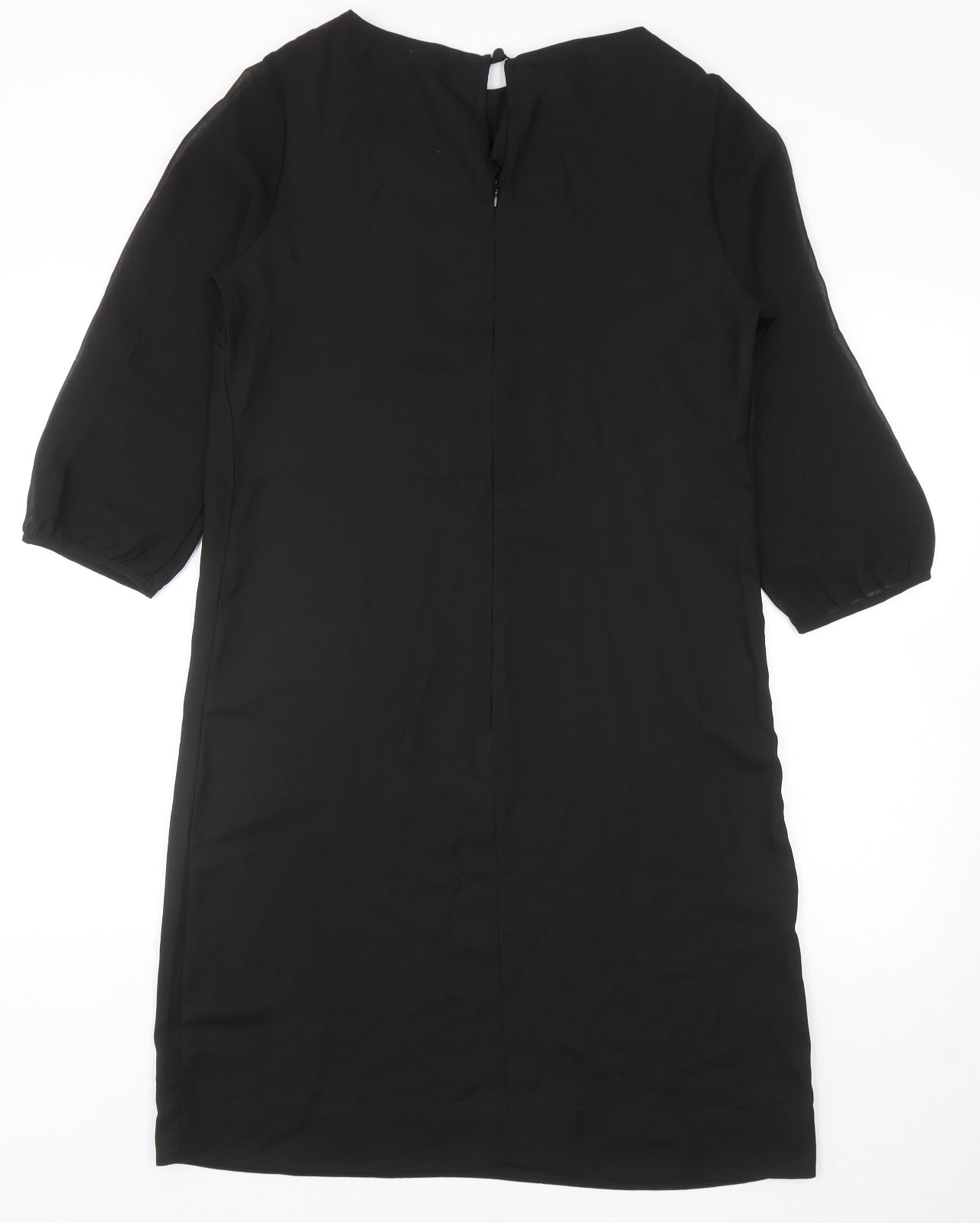Per Una Womens Black Polyester Sheath Size 14 Boat Neck Zip - Embellished Neckline