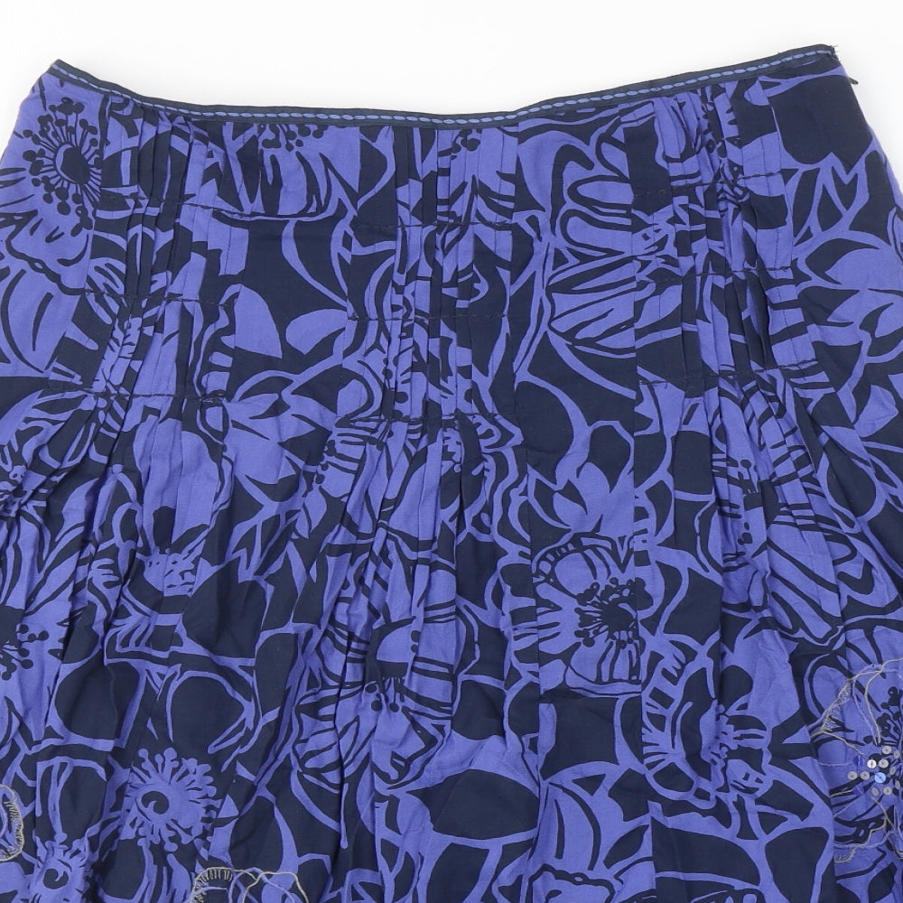 Per Una Womens Blue Geometric Viscose Swing Skirt Size 12 Zip - Flower details