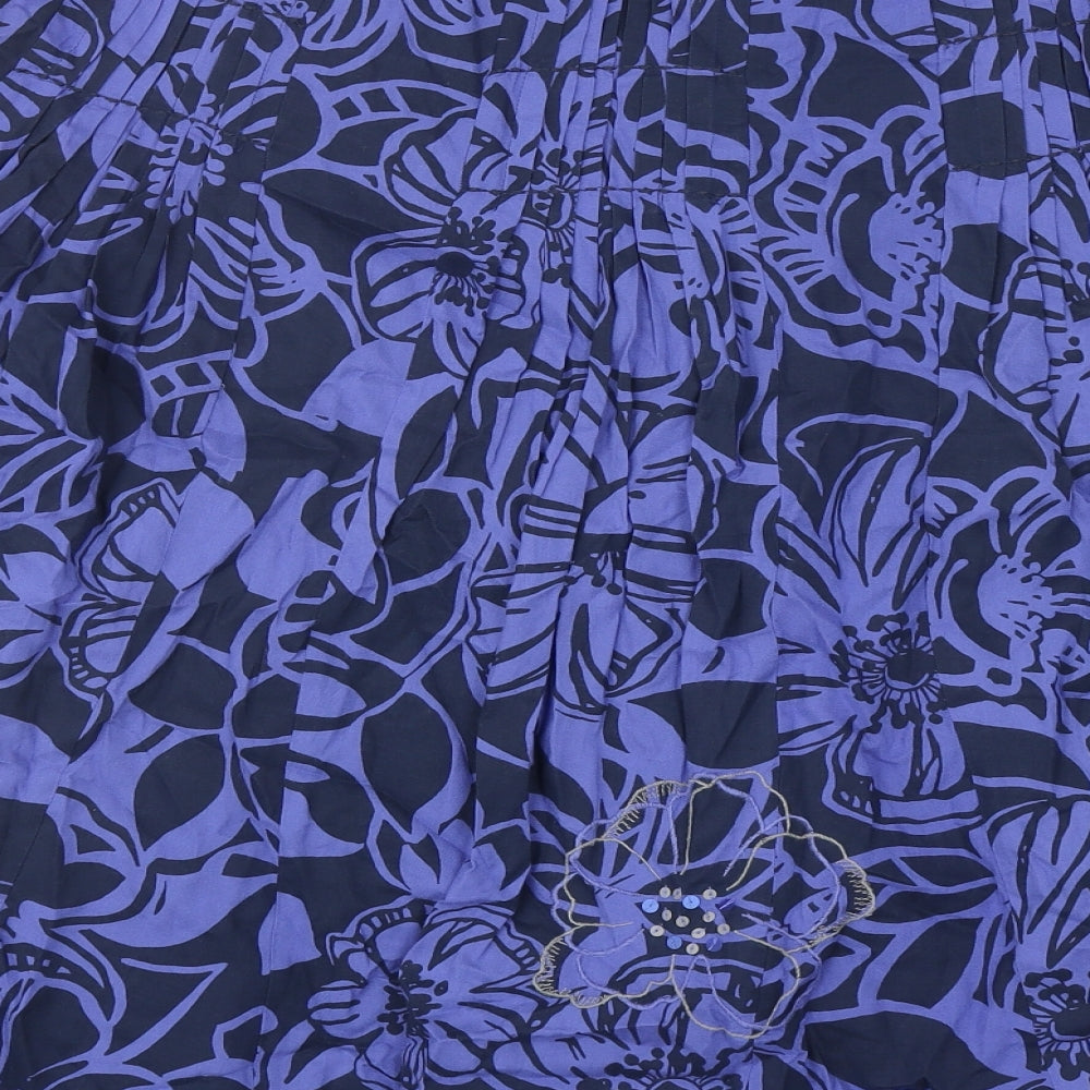 Per Una Womens Blue Geometric Viscose Swing Skirt Size 12 Zip - Flower details