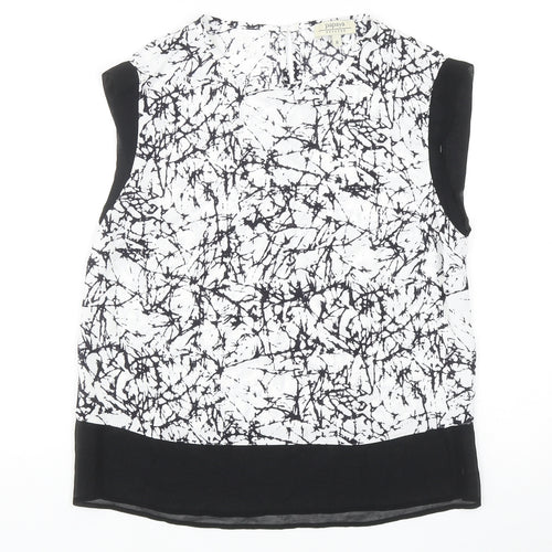 Papaya Womens Black Geometric Polyester Basic Blouse Size 8 Boat Neck