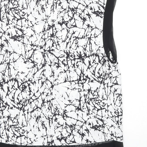 Papaya Womens Black Geometric Polyester Basic Blouse Size 8 Boat Neck