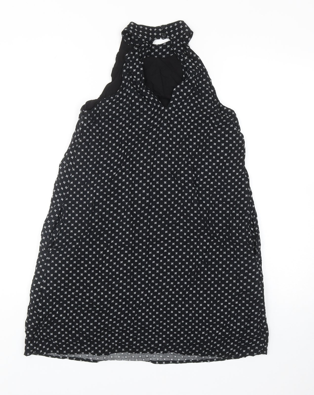 Louche Womens Black Polka Dot Viscose Shift Size 8 Halter Button