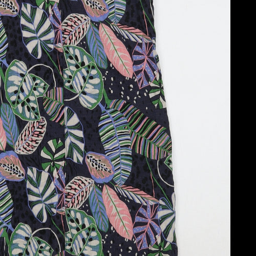 NEXT Womens Multicoloured Floral Linen Tank Dress Size 10 V-Neck Pullover