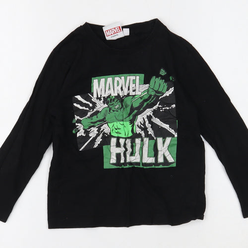 Marvel Boys Black Cotton Basic T-Shirt Size 3-4 Years Round Neck Pullover - Hulk