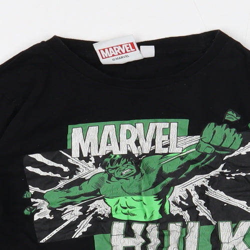 Marvel Boys Black Cotton Basic T-Shirt Size 3-4 Years Round Neck Pullover - Hulk