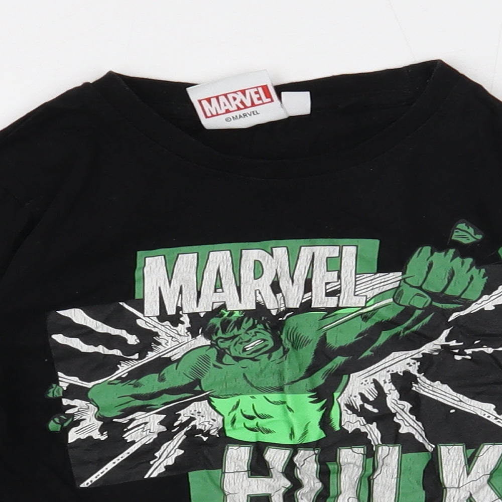Marvel Boys Black Cotton Basic T-Shirt Size 3-4 Years Round Neck Pullover - Hulk