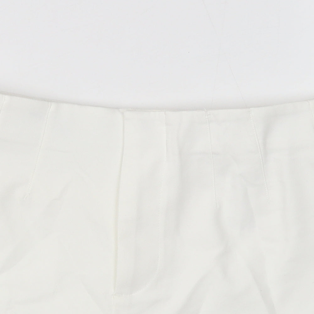 Zara Womens White Polyester Culotte Shorts Size 4XL Regular Zip