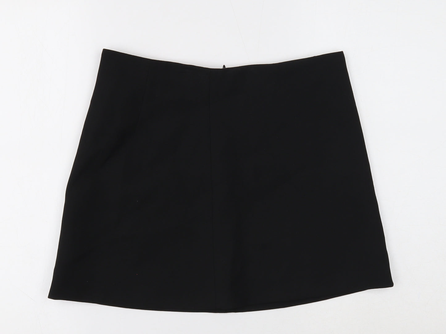 Zara Womens Black Polyester A-Line Skirt Size 12 Zip