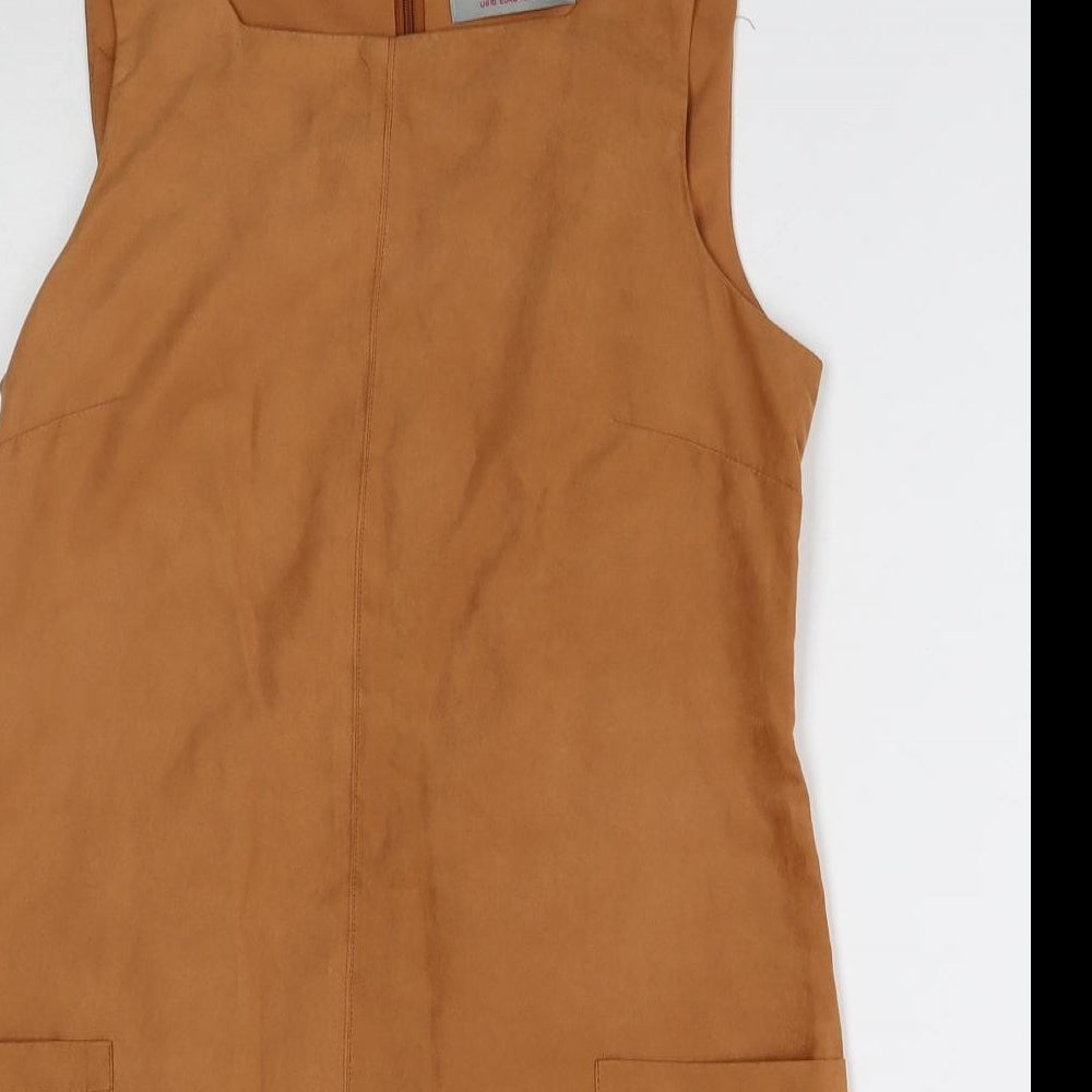 Dorothy Perkins Womens Brown Polyester Shift Size 14 Boat Neck Zip