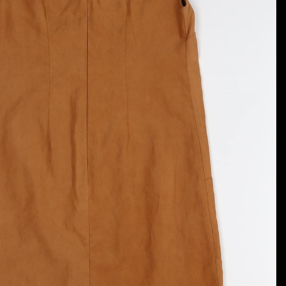 Dorothy Perkins Womens Brown Polyester Shift Size 14 Boat Neck Zip