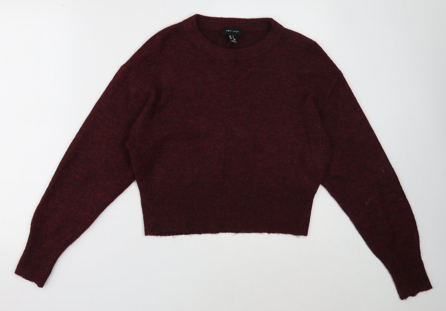 New Look Womens Red Round Neck Acrylic Pullover Jumper Size S