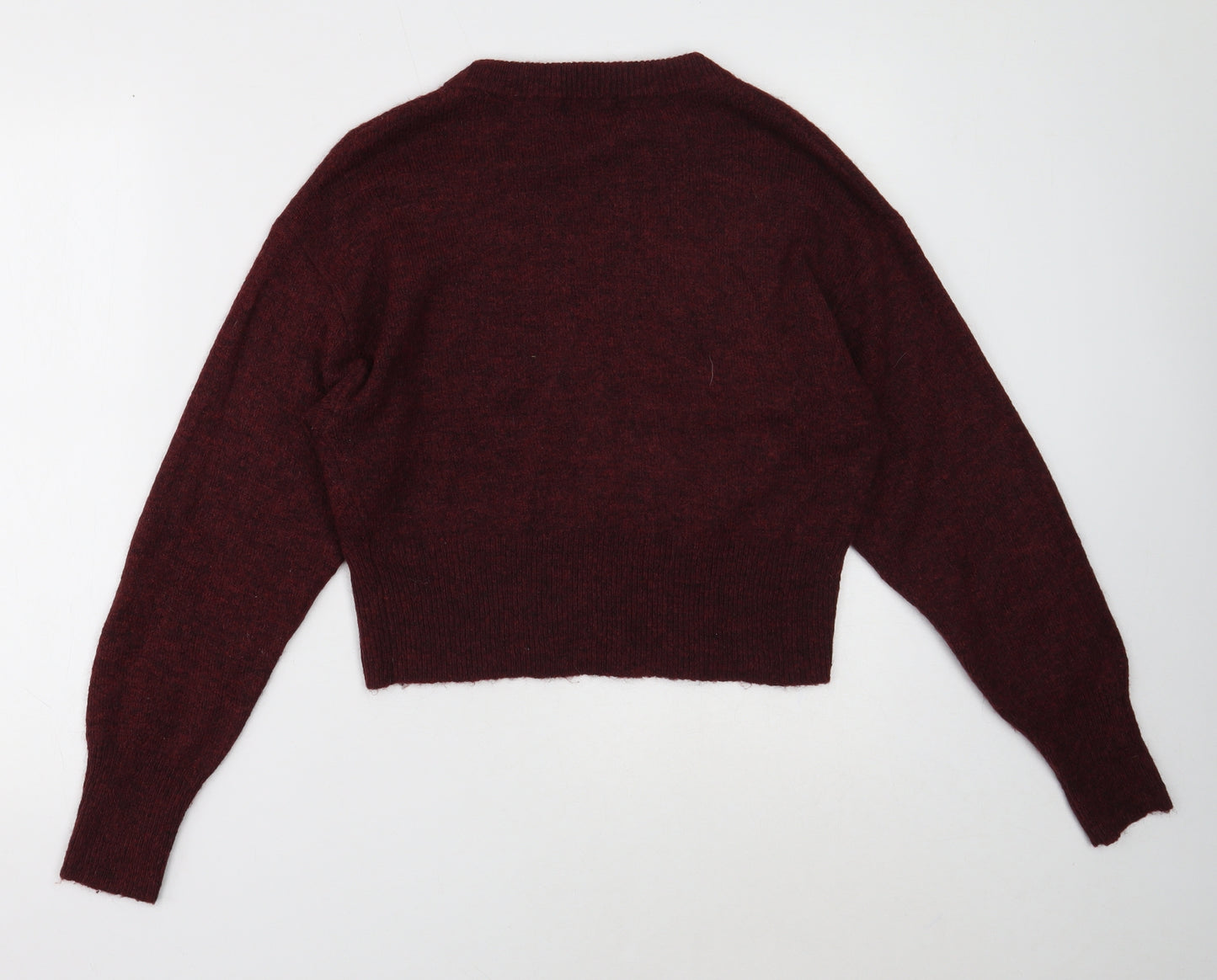 New Look Womens Red Round Neck Acrylic Pullover Jumper Size S