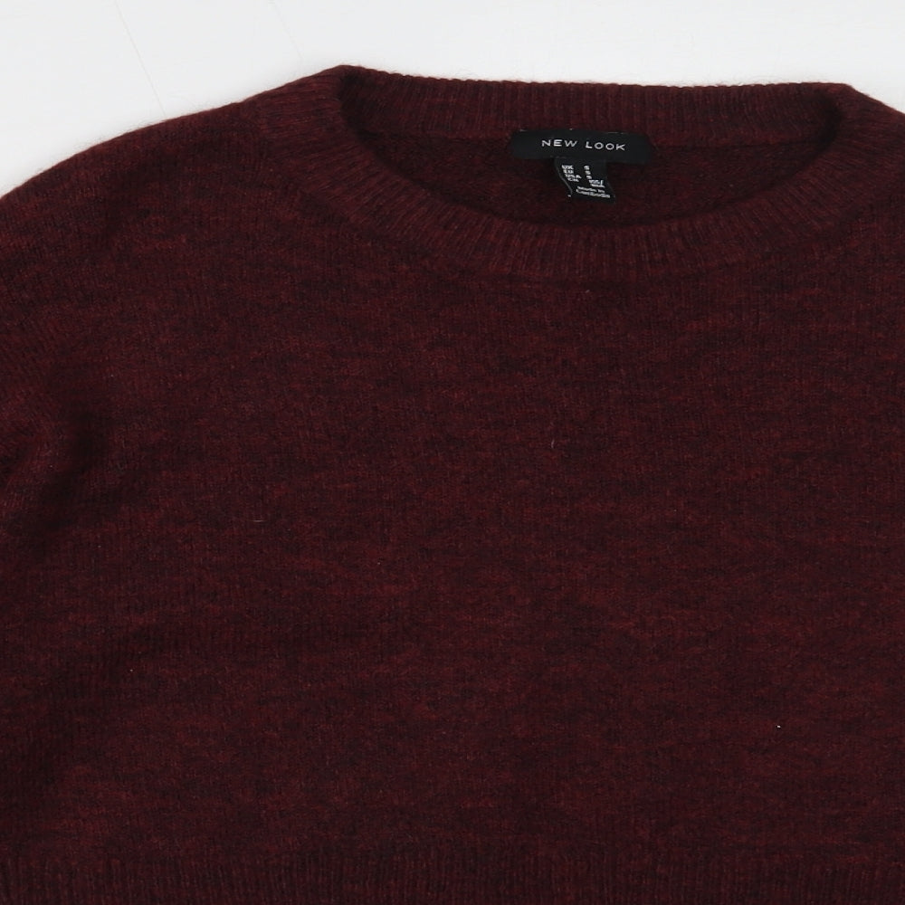 New Look Womens Red Round Neck Acrylic Pullover Jumper Size S