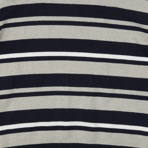 Atkinson Grant Mens Multicoloured Round Neck Striped Cotton Pullover Jumper Size M