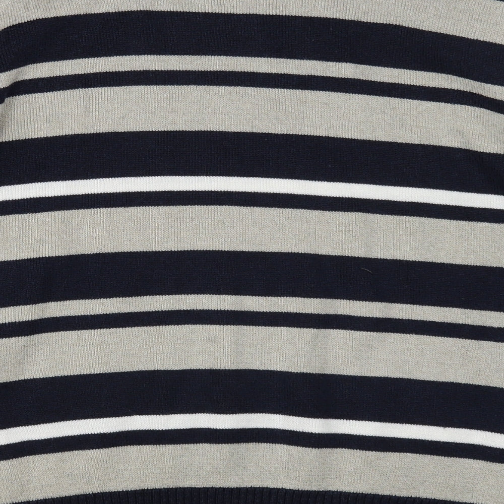Atkinson Grant Mens Multicoloured Round Neck Striped Cotton Pullover Jumper Size M