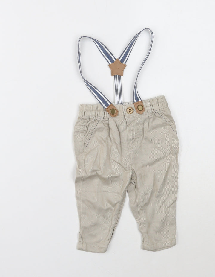 Nutmeg Boys Grey Lyocell Track Pants Trousers Size 3-6 Months Button - Suspenders