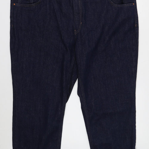 Marks and Spencer Womens Blue Cotton Cropped Jeans Size 24 Regular Button