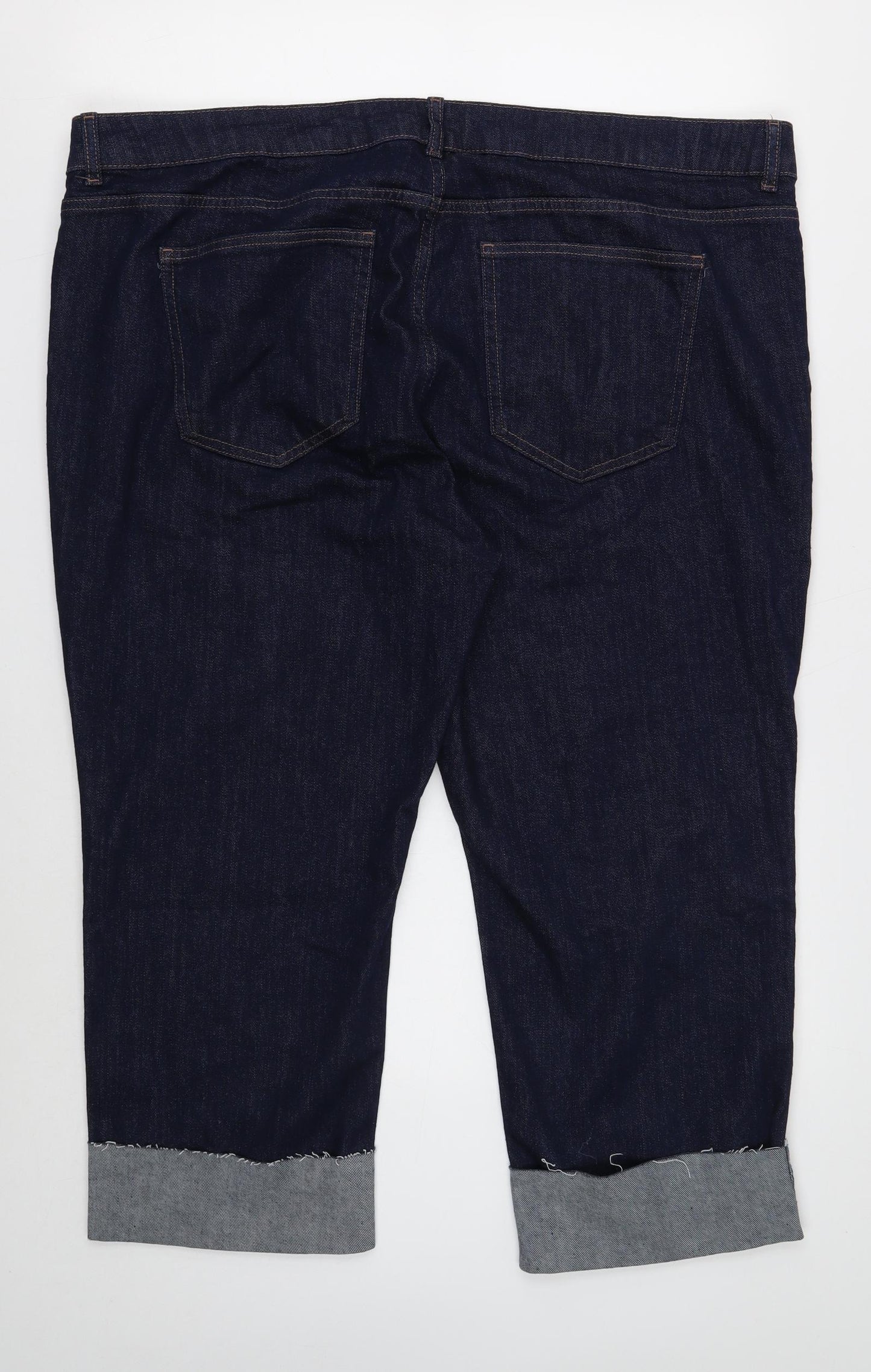 Marks and Spencer Womens Blue Cotton Cropped Jeans Size 24 Regular Button