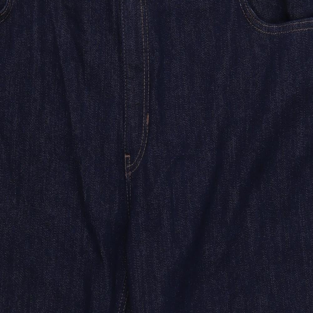 Marks and Spencer Womens Blue Cotton Cropped Jeans Size 24 Regular Button