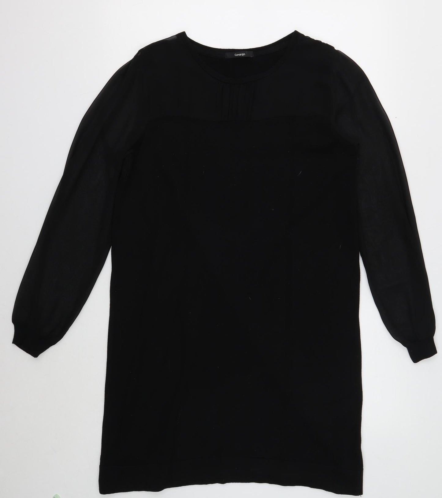 George Womens Black Acrylic Jumper Dress Size 14 Boat Neck Pullover