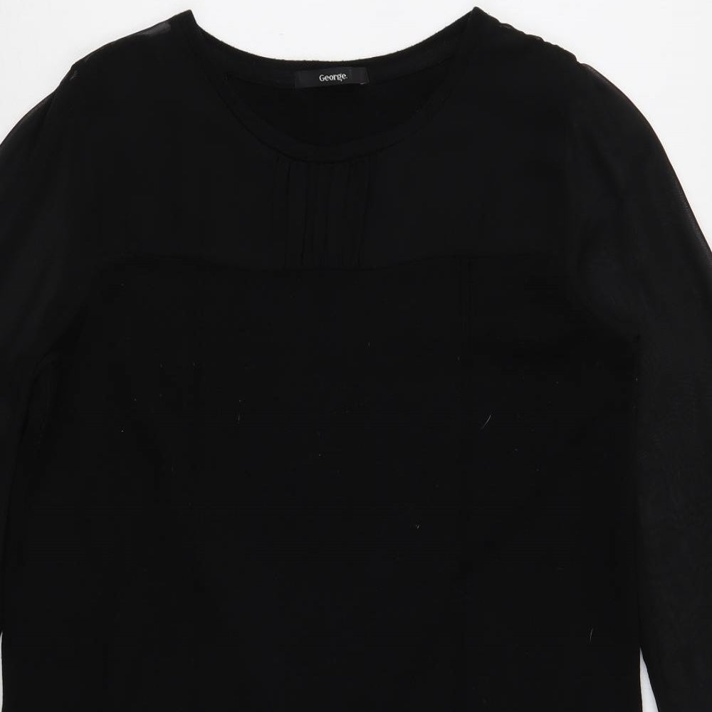 George Womens Black Acrylic Jumper Dress Size 14 Boat Neck Pullover