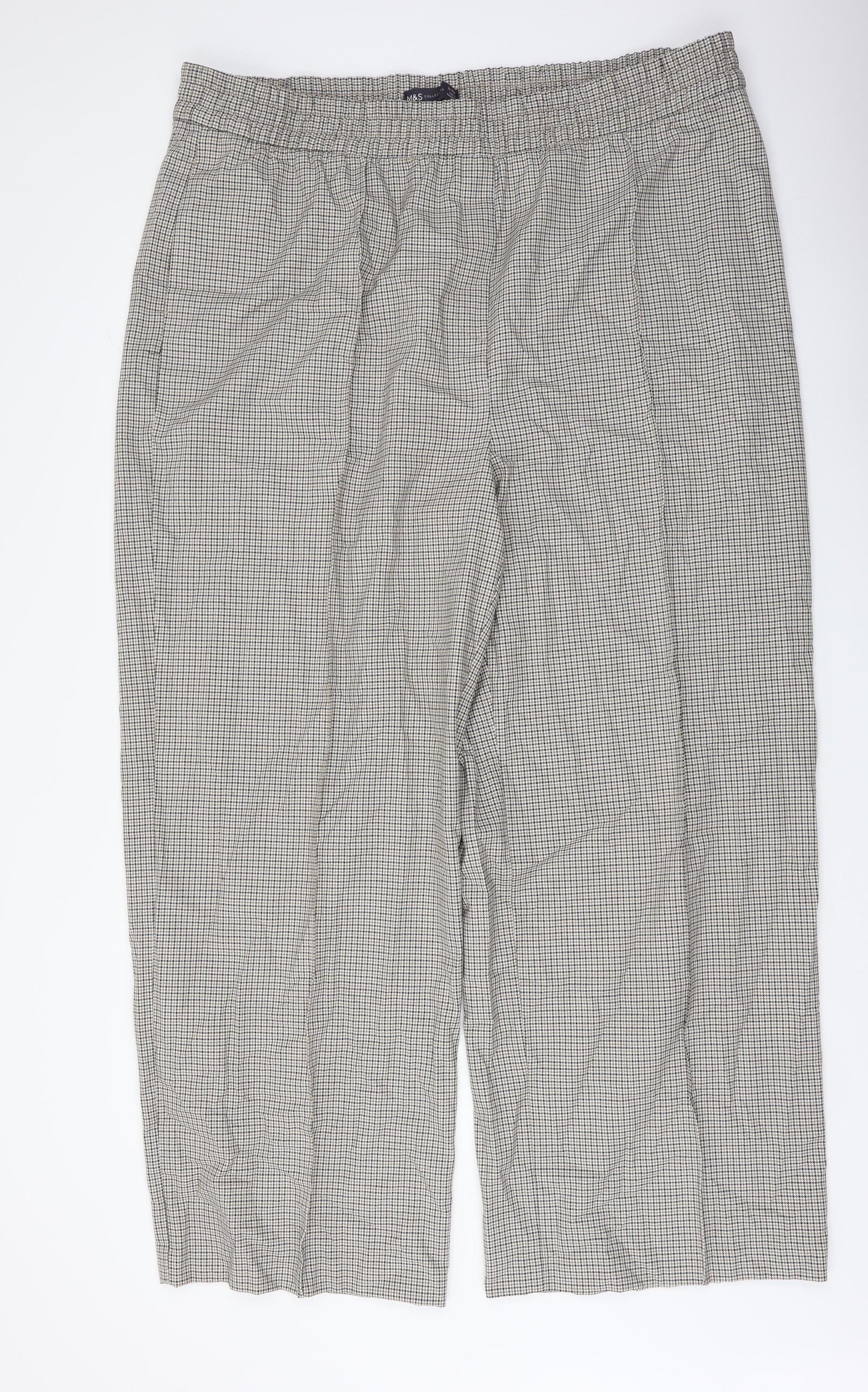 Marks and Spencer Womens Beige Geometric Polyester Trousers Size 22 L29 in Regular
