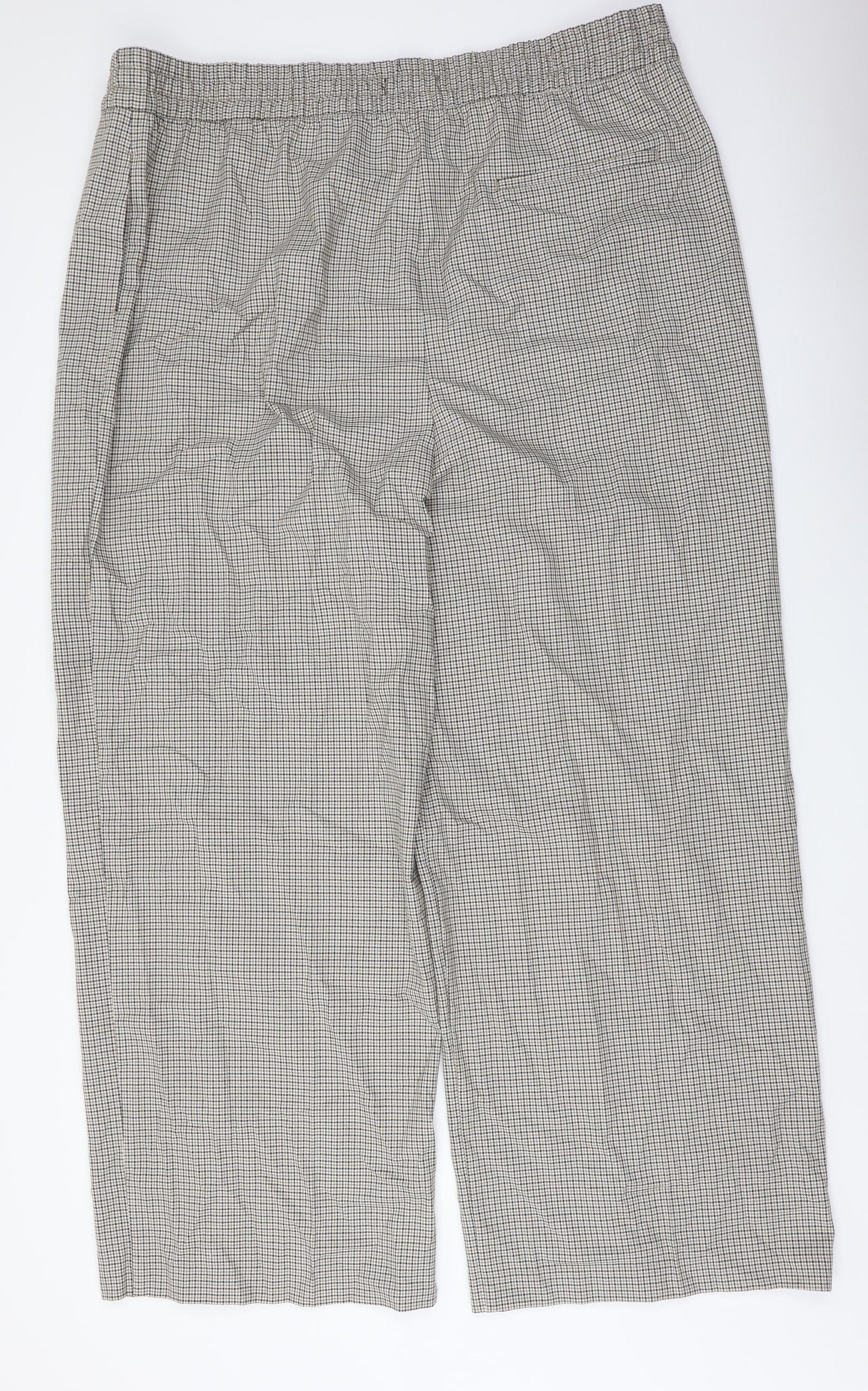 Marks and Spencer Womens Beige Geometric Polyester Trousers Size 22 L29 in Regular