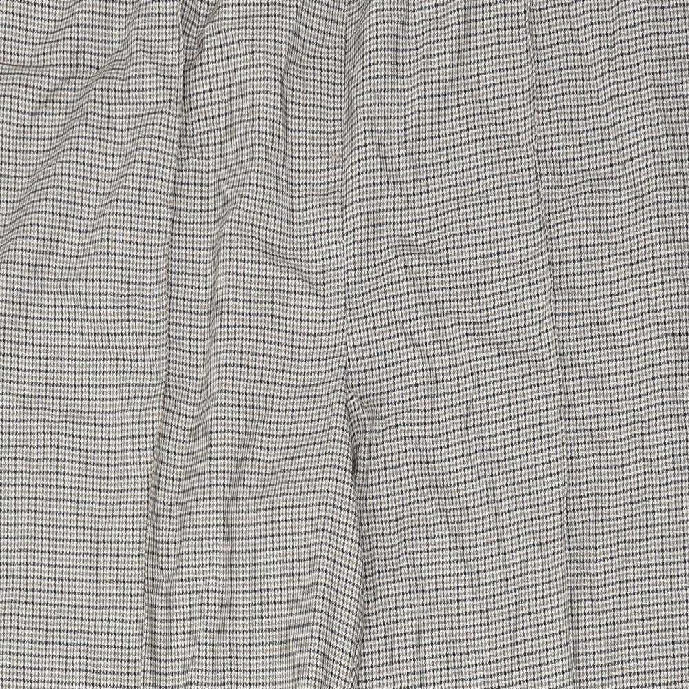 Marks and Spencer Womens Beige Geometric Polyester Trousers Size 22 L29 in Regular