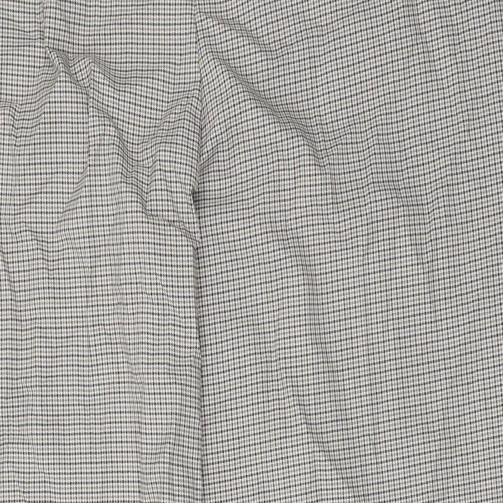 Marks and Spencer Womens Beige Geometric Polyester Trousers Size 22 L29 in Regular