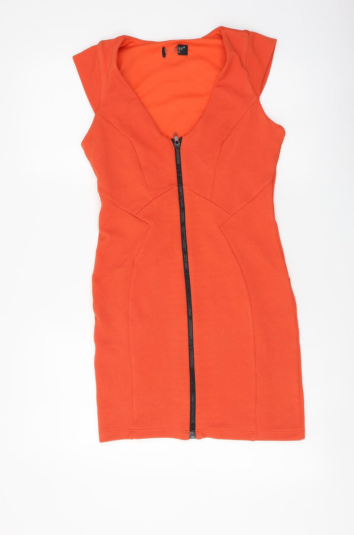 Raspberry Womens Orange Polyamide Mini Size 10 V-Neck Zip