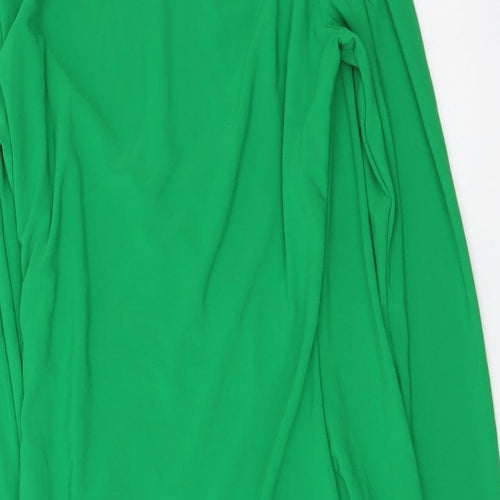 Bershka Womens Green Polyester Mini Size L Collared Pullover