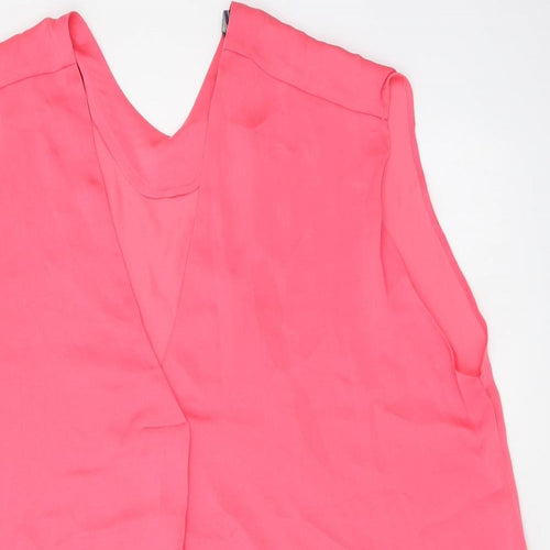 Marks and Spencer Womens Pink Polyester Basic Blouse Size 16 V-Neck