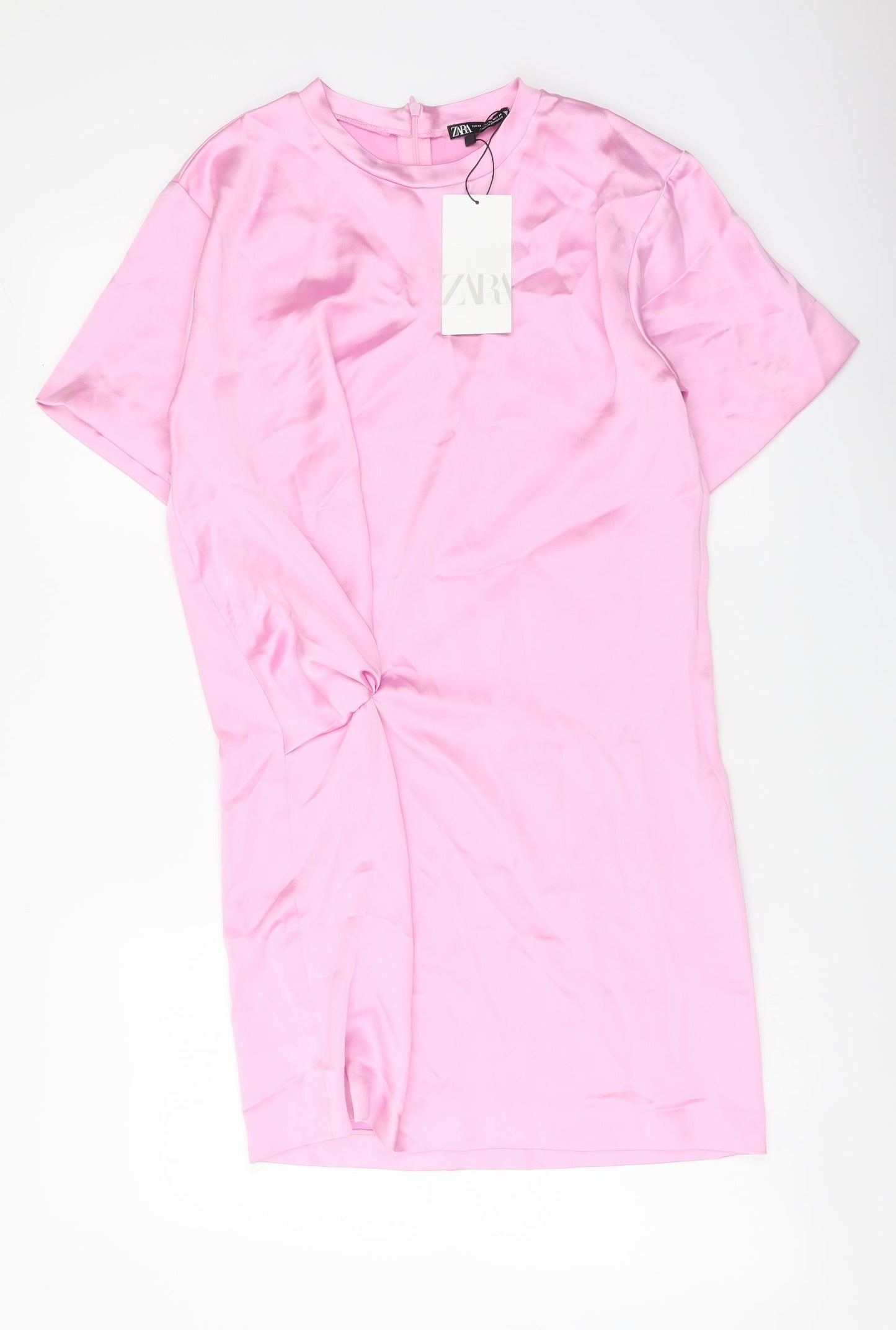 Zara Womens Pink Polyester Mini Size XS Round Neck Zip