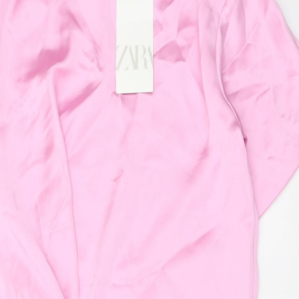 Zara Womens Pink Polyester Mini Size XS Round Neck Zip