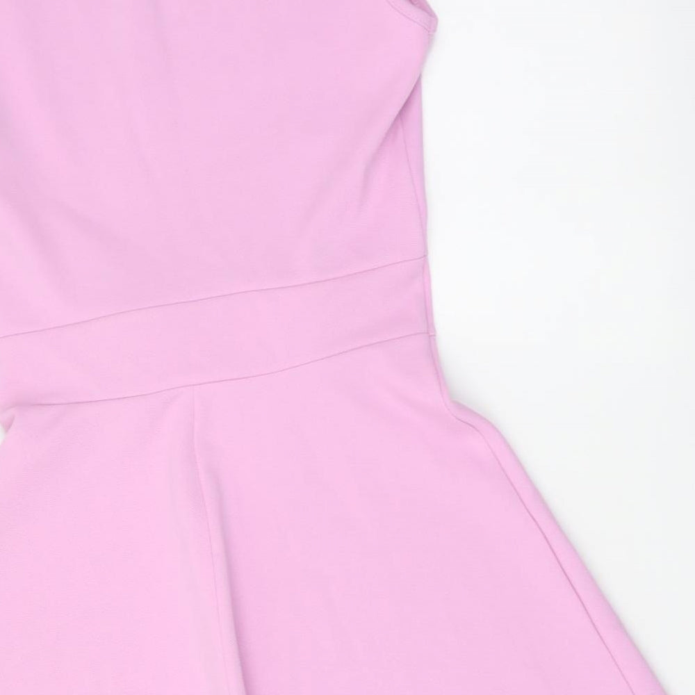 Quiz Womens Purple Polyester Skater Dress Size 10 Round Neck Pullover