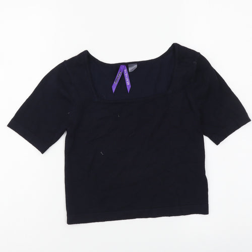 Seraphine Womens Blue Viscose Basic T-Shirt Size 6 Square Neck