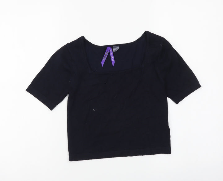 Seraphine Womens Blue Viscose Basic T-Shirt Size 6 Square Neck