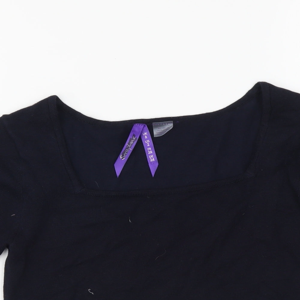 Seraphine Womens Blue Viscose Basic T-Shirt Size 6 Square Neck