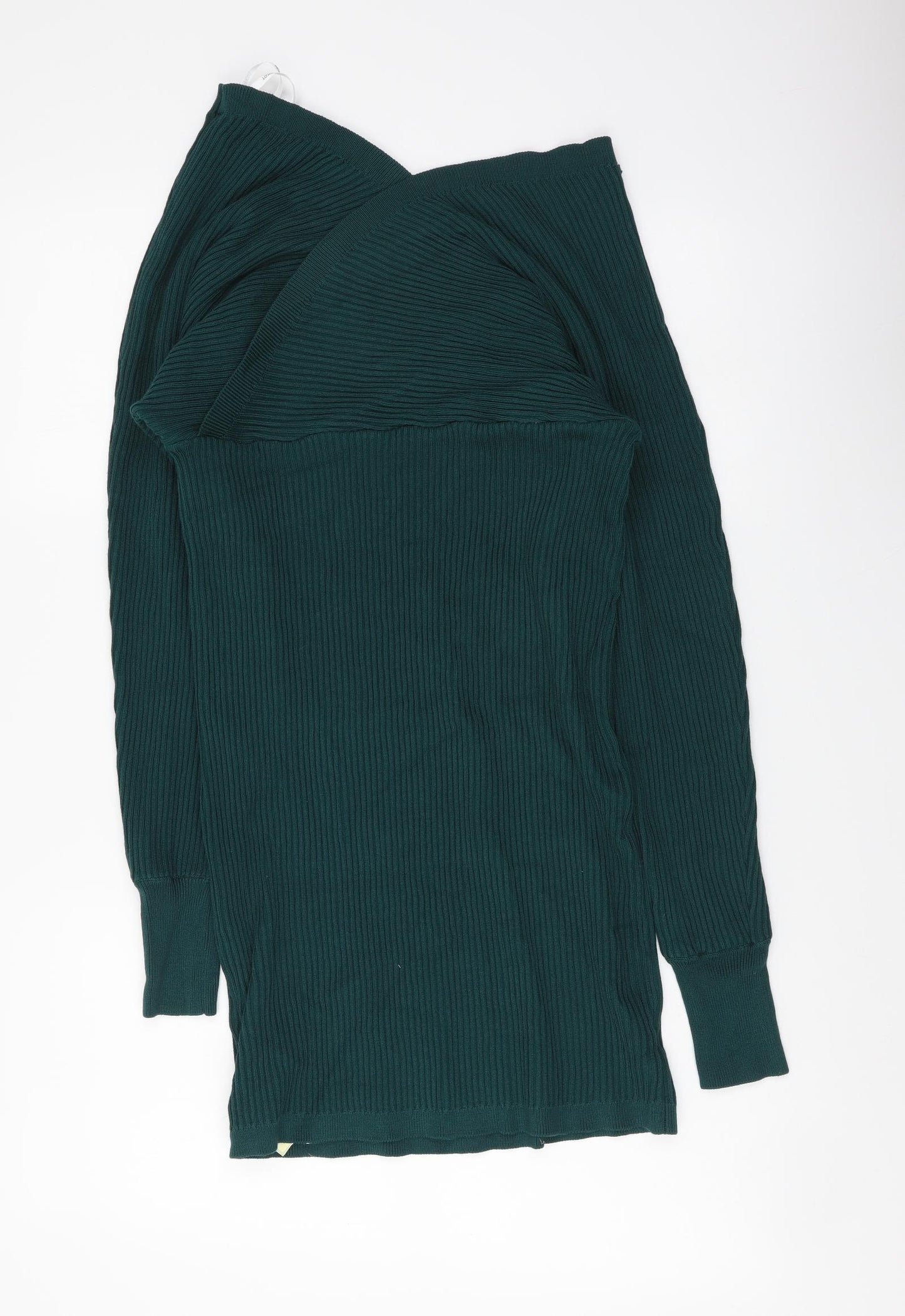 Apricot Womens Green Viscose Jumper Dress Size XL V-Neck Pullover - Ribbed