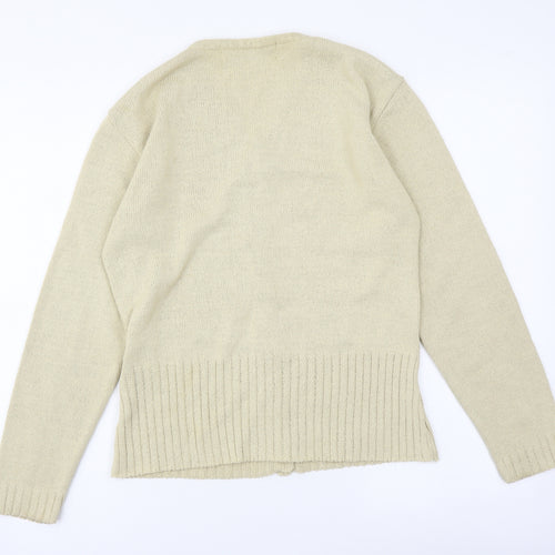 Portland Womens Beige V-Neck Acrylic Cardigan Jumper Size M