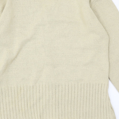 Portland Womens Beige V-Neck Acrylic Cardigan Jumper Size M