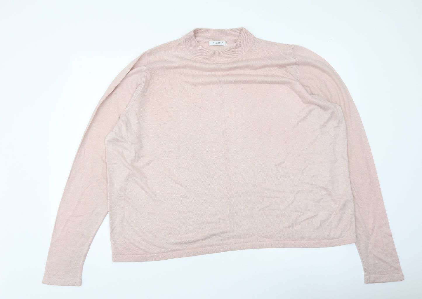 Marks and Spencer Womens Pink Mock Neck Acrylic Pullover Jumper Size 22