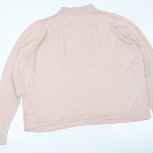 Marks and Spencer Womens Pink Mock Neck Acrylic Pullover Jumper Size 22