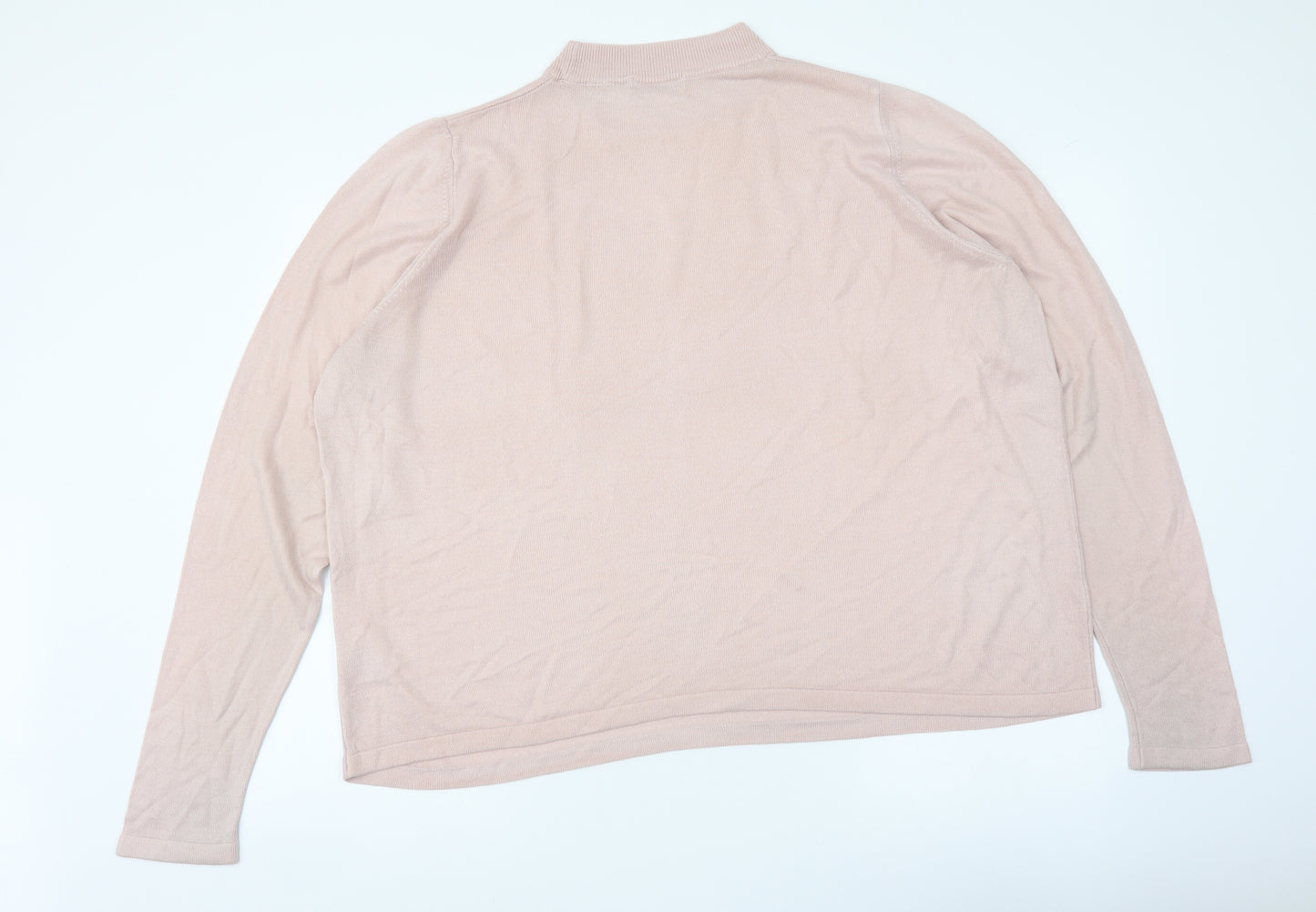 Marks and Spencer Womens Pink Mock Neck Acrylic Pullover Jumper Size 22