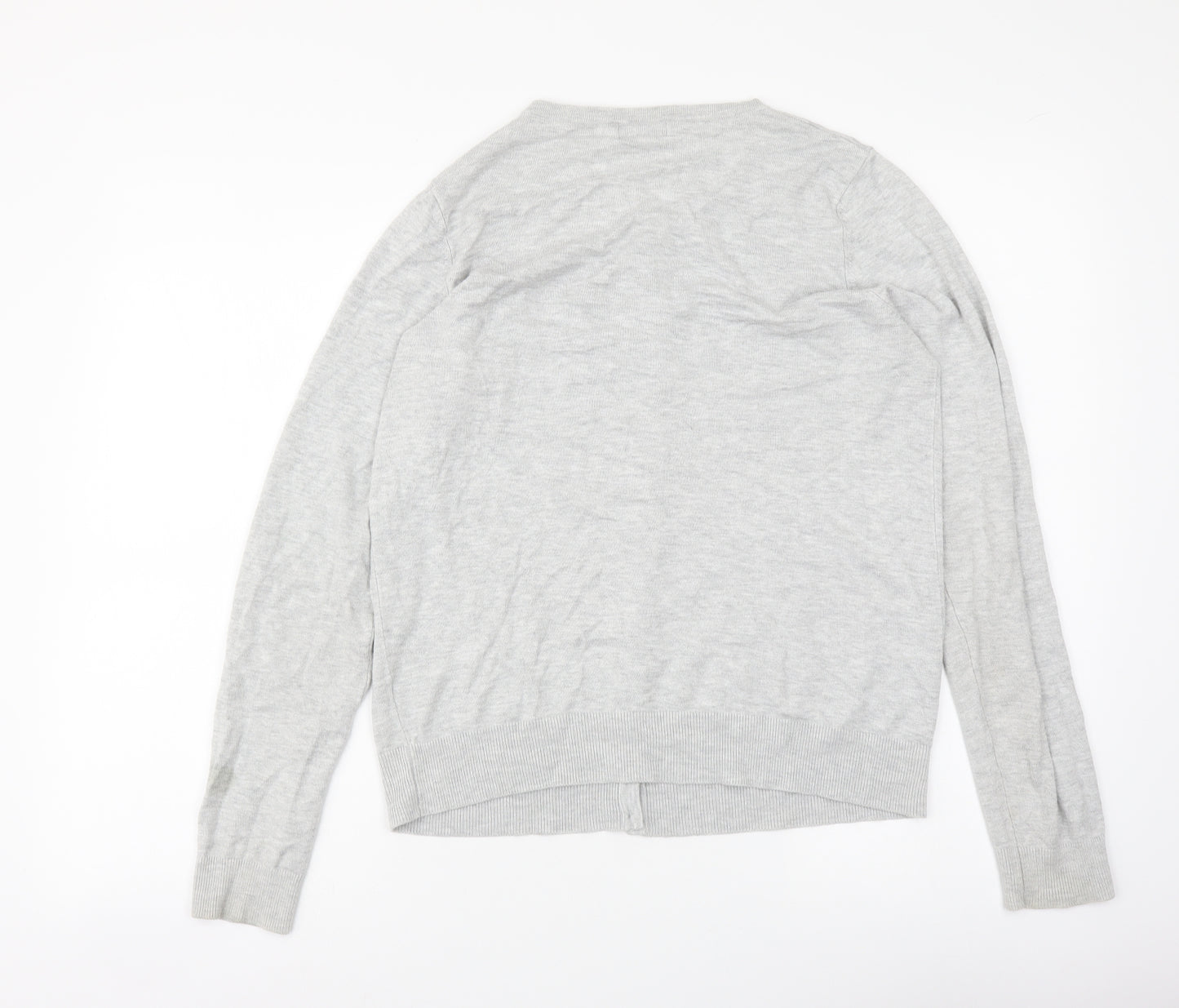 F&F Womens Grey Round Neck Acrylic Cardigan Jumper Size M