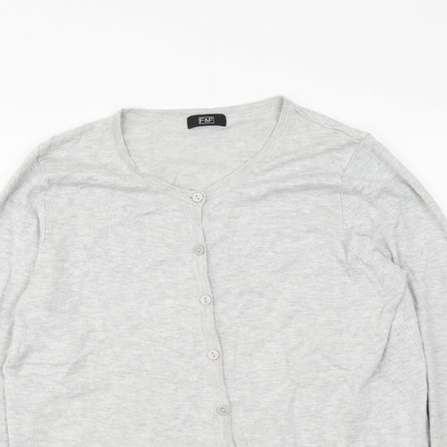 F&F Womens Grey Round Neck Acrylic Cardigan Jumper Size M