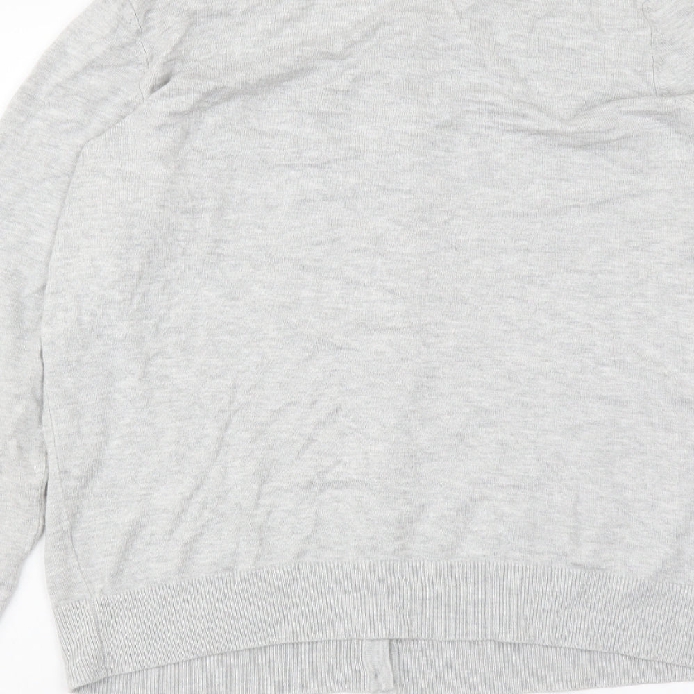 F&F Womens Grey Round Neck Acrylic Cardigan Jumper Size M