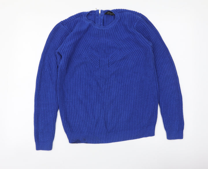 Dorothy Perkins Womens Blue Round Neck Cotton Pullover Jumper Size 10