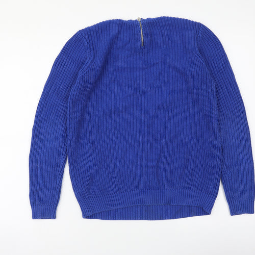 Dorothy Perkins Womens Blue Round Neck Cotton Pullover Jumper Size 10