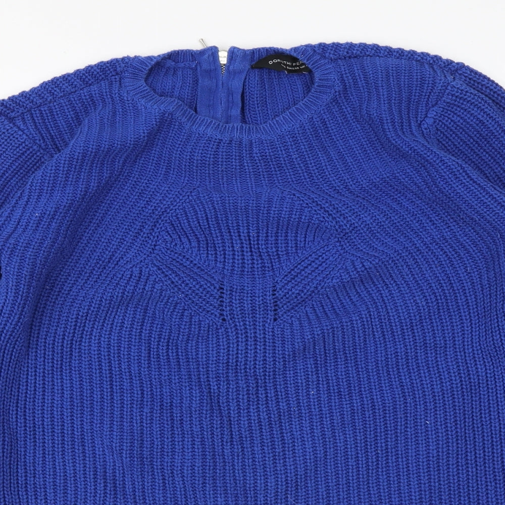 Dorothy Perkins Womens Blue Round Neck Cotton Pullover Jumper Size 10